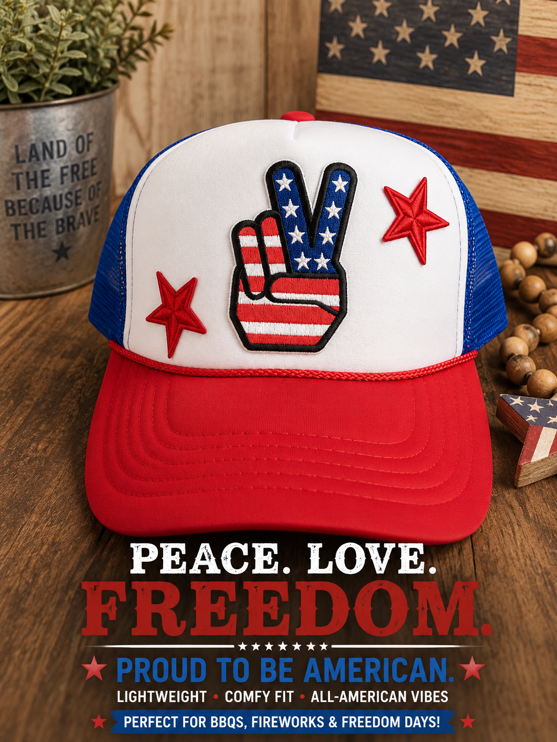 Peace Love Freedom Hat